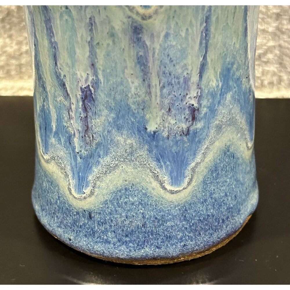 Ken Merrick OA Galleries Studio Art Pottery Vase Bohemian Unique Blue 9 3/8” - Picture 3 of 14